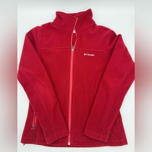 Columbia Womens Red Medium Fleece Jacket Zip Up Outdoor Activewear Athleisure